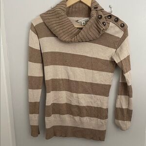 Banana Republic Brown and Cream Striped Cowl Neck Sweater womens size xs